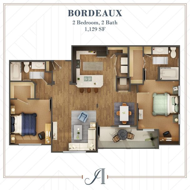 the bordeaux floor plan is shown in this image at The Auberge of Burleson